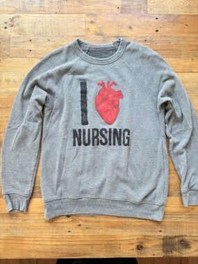 “I ❤️ Nursing” Gray Crewneck Sweatshirt
